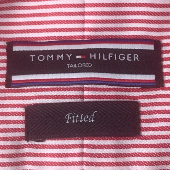 Tommy Hilfiger Men’s Fitted Striped Long Sleeve Button Down Dress Shirt Large - Picture 10 of 12